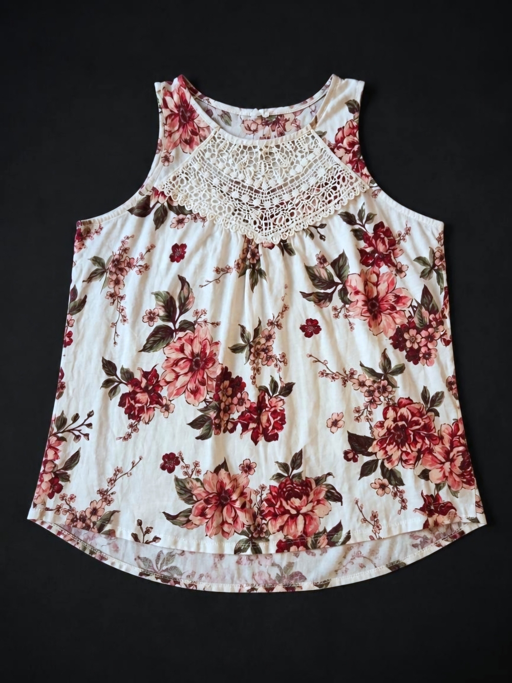 Maurices XL Floral Crochet Lace Tank Top - Size XL - (Like-New)